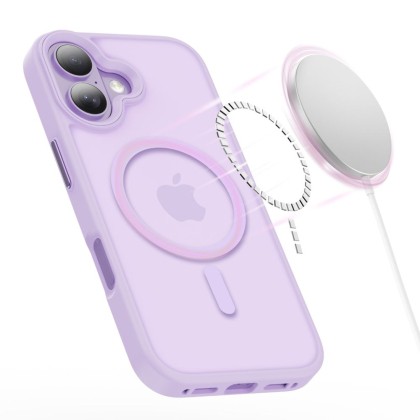 Твърд кейс с MagSafe пръстен за iPhone 17 от Tech-Protect MagMat - Matte Lavender
