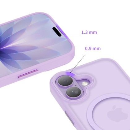 Твърд кейс с MagSafe пръстен за iPhone 17 от Tech-Protect MagMat - Matte Lavender