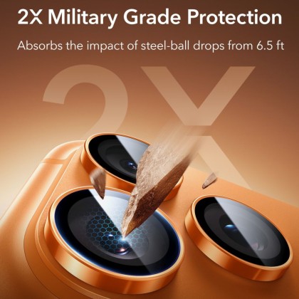 OSŁONA NA APARAT ESR ARMORITE CAMERA PROTECTOR IPHONE 14 PRO / MAX / 15 PRO / MAX / 16 PRO / MAX / 17 PRO / MAX ORANGE