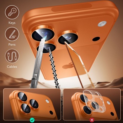 OSŁONA NA APARAT ESR ARMORITE CAMERA PROTECTOR IPHONE 14 PRO / MAX / 15 PRO / MAX / 16 PRO / MAX / 17 PRO / MAX ORANGE