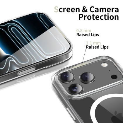 Хибриден кейс с MagSafe за iPhone 17 Pro Max от Tech-Protect Flexair Hybrid CC - Прозрачен