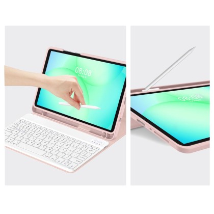 Калъф с блутут клавиатура за Samsung Galaxy Tab A9 / A11 8.7 от Tech-Protect SC Pen - Pink