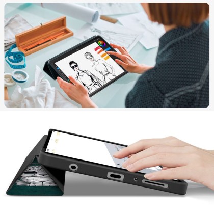 Силиконов тефтер за Samsung Galaxy Tab A9 / A11 8.7 от Tech-Protect SmartCase - Sad Cat
