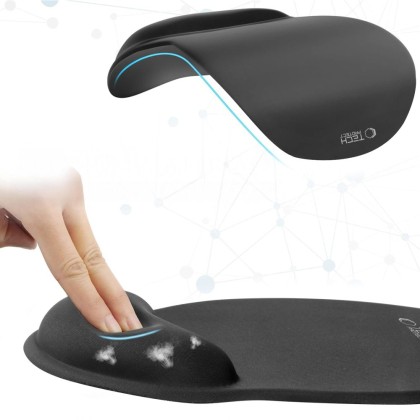 TECH-PROTECT A200 MOUSE PAD WITH GEL WRIST REST 25 x 22.5CM BLACK