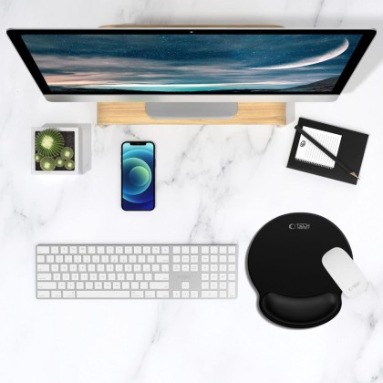 TECH-PROTECT A200 MOUSE PAD WITH GEL WRIST REST 25 x 22.5CM BLACK
