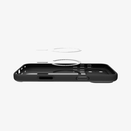 Удароустойчив кейс с MagSafe пръстен за iPhone 17 Pro Max от Spigen Ultra Hybrid Mag - Frost Black / Orange