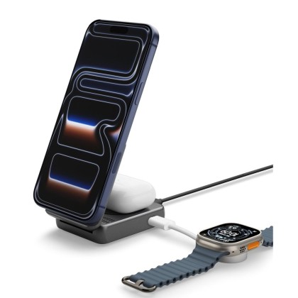 SPIGEN ESSENTIAL EF302MOQ Qi2.2 2IN1 MAGNETIC MAGSAFE WIRELESS CHARGER BLACK