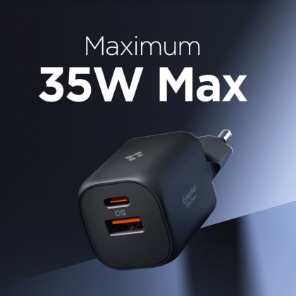 SPIGEN ESSENTIAL EE352EU 2-PORT NETWORK CHARGER 35W BLACK