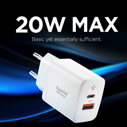 SPIGEN ESSENTIAL EE202EU 2-PORT NETWORK CHARGER 20W WHITE