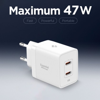 SPIGEN ESSENTIAL EE472EU 2-PORT NETWORK CHARGER 47W WHITE