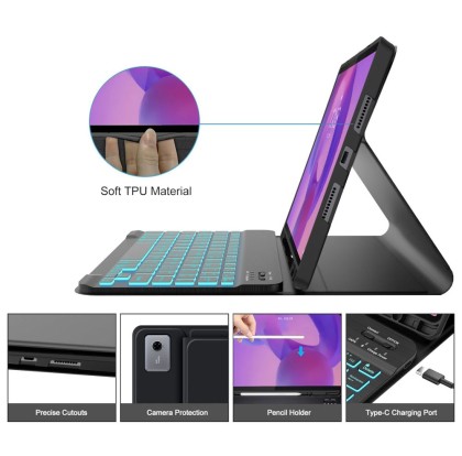 Калъф с блутут клавиатура за Lenovo Idea Tab Plus 12.1 - TB-361 от Tech-Protect SC Pen - Black