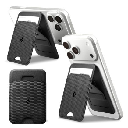 SPIGEN S314-1 SLIM FOLD TRIPOD MAGSAFE UNIVERSAL MAGNETIC CARD HOLDER BLACK