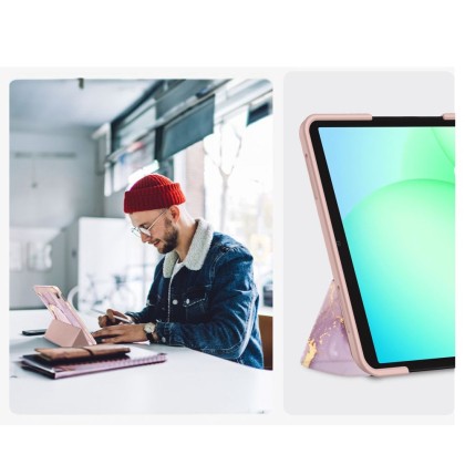 Силиконов тефтер за Samsung Galaxy Tab A9+ / A11+ Plus 11.0 от Tech-Protect SmartCase - Marble