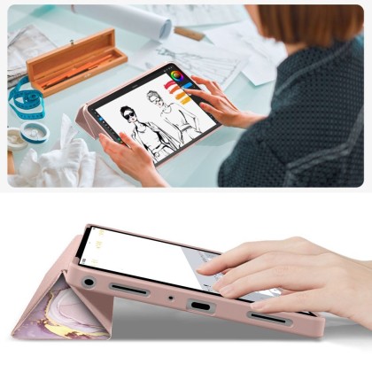 Силиконов тефтер за Samsung Galaxy Tab A9+ / A11+ Plus 11.0 от Tech-Protect SmartCase - Marble