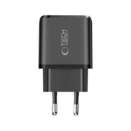 TECH-PROTECT NCA45W-GAN 2-PORT NETWORK CHARGER PD 45W / QC3.0 + TYPE-C CABLE BLACK