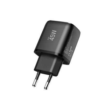 TECH-PROTECT NCA45W-GAN 2-PORT NETWORK CHARGER PD 45W / QC3.0 + TYPE-C CABLE BLACK