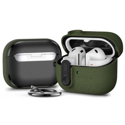 Твърд калъф с карабинер за слушалки Samsung Galaxy Buds 3 / 3 FE / 3 Pro от Tech-Protect Slim Hook - Olive Green