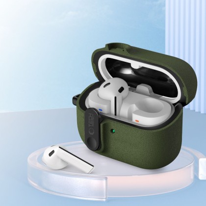 Твърд калъф с карабинер за слушалки Samsung Galaxy Buds 3 / 3 FE / 3 Pro от Tech-Protect Slim Hook - Olive Green