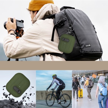 Твърд калъф с карабинер за слушалки Samsung Galaxy Buds 3 / 3 FE / 3 Pro от Tech-Protect Slim Hook - Olive Green