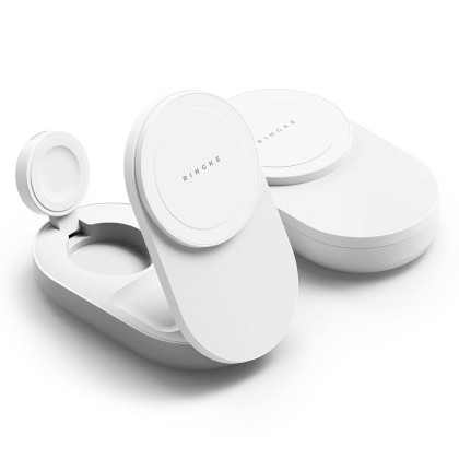 RINGKE QI2.2 25W 3IN1 MAGNETIC MAGSAFE WIRELESS FOLDING CHARGER WHITE