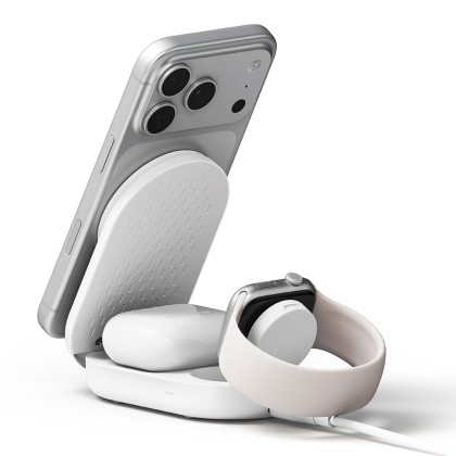 RINGKE QI2.2 25W 3IN1 MAGNETIC MAGSAFE WIRELESS FOLDING CHARGER WHITE