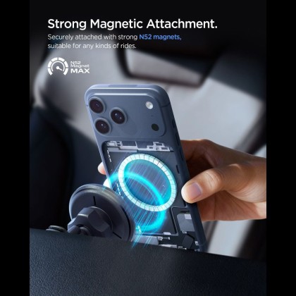SPIGEN EV15MAQ ESSENTIAL MAGNETIC MAGSAFE VENT CAR MOUNT WIRELESS CHARGER 15W Qi2 BLACK