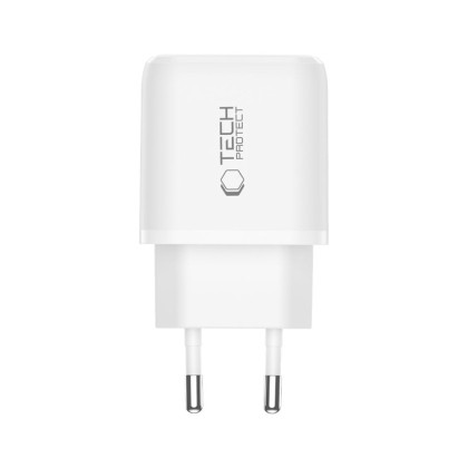 TECH-PROTECT NCA45W-GAN 2-PORT NETWORK CHARGER PD 45W / QC3.0 + TYPE-C CABLE WHITE