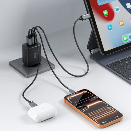 TECH-PROTECT NCA65W-GAN 3-PORT NETWORK CHARGER PD 65W / QC3.0 BLACK