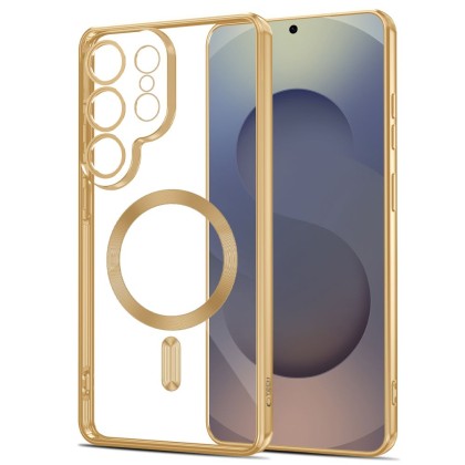 Твърд кейс с MagSafe и протектор за камерата на Samsung Galaxy S26 Ultra от Tech-Protect MagFlex - Shiny Gold