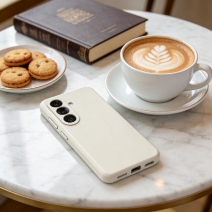 Твърд силиконов кейс с MagSafe за Samsung Galaxy S26+ Plus от Tech-Protect Silicone - Cosmic Latte