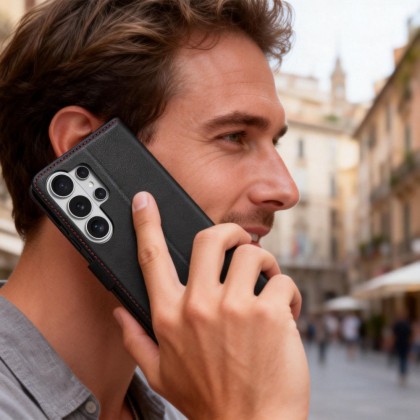 Кожен тефтер за Samsung Galaxy S26 Ultra ot Tech-Protrct Wallet RS -Black/Red