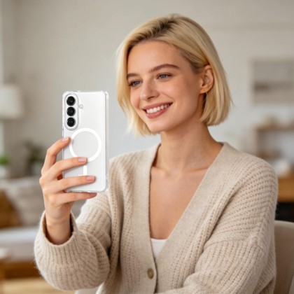 Тънък кейс с MagSafe за Samsung Galaxy S26 от Tech-Protect MagSlim - Matte White