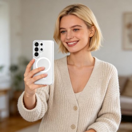 Тънък кейс с MagSafe за Samsung Galaxy S26 Ultra от Tech-Protect MagSlim - Matte White