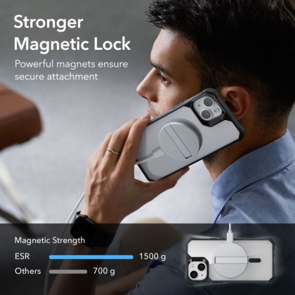 Удароустойчив кейс с MagSafe за iPhone 14 Plus от ESR Air Armor Halolock - Прозрачен/Черен