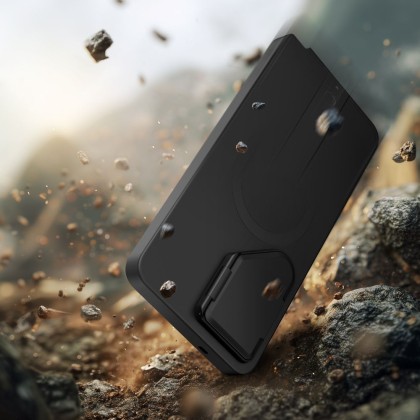Удароустойчив кейс с MagSafe и капак на камерата за Samsung Galaxy S26 Ultra от Tech Protect Kevlar Aura - Черен / Оранжев