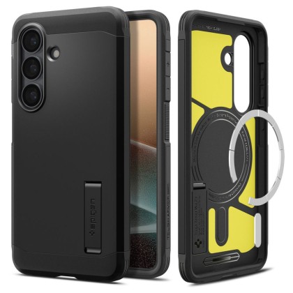Удароустойчив, твърд кейс с MagSafe за Samsung Galaxy S26 от Spigen Tough Armor Mag - Black