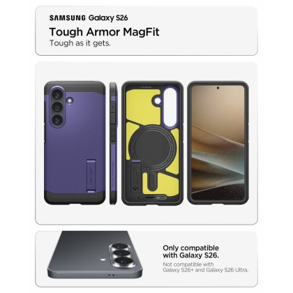 Удароустойчив, твърд кейс с MagSafe за Samsung Galaxy S26 от Spigen Tough Armor Mag - Ash Violet