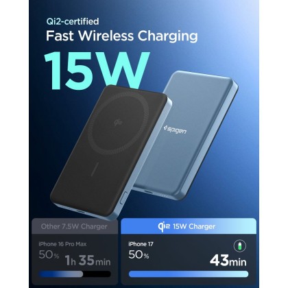 SPIGEN EA2205MQ ESSENTIAL MAGSAFE POWER BANK 5000MAH 22.5W QI2 TEAL BLUE