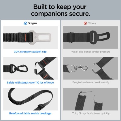 SPIGEN PS100 UNIVERSAL CAR SEAT BELT HOLDER FOR PETS BLACK