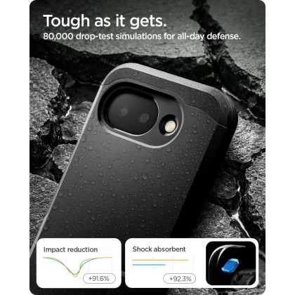 Удароустойчив, твърд кейс с MagSafe за Google Pixel 10A от Spigen Tough Armor Mag - Black