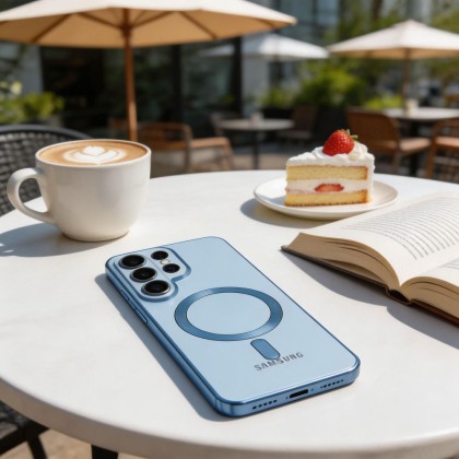 Твърд кейс с MagSafe и протектор за камерата на Samsung Galaxy S26 Ultra от Tech-Protect MagFlex - Sky Blue