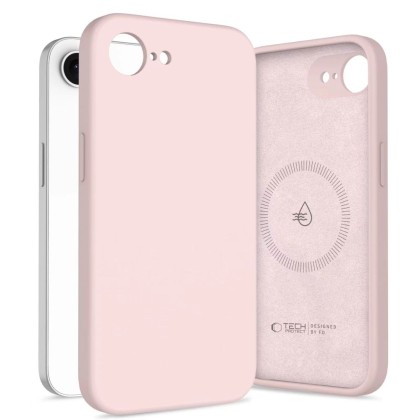 Твърд силиконов кейс с MagSafe за iPhone 16e / 17e от Tech-Protect Silicone - Pink Pearl