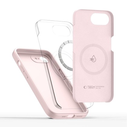 Твърд силиконов кейс с MagSafe за iPhone 16e / 17e от Tech-Protect Silicone - Pink Pearl