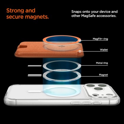 SPIGEN VALENTINUS MAGFIT+ MAGSAFE UNIVERSAL MAGNETIC CARD HOLDER METALLIC ORANGE