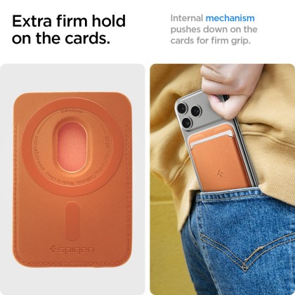 SPIGEN VALENTINUS MAGSAFE UNIVERSAL MAGNETIC CARD HOLDER METALLIC ORANGE