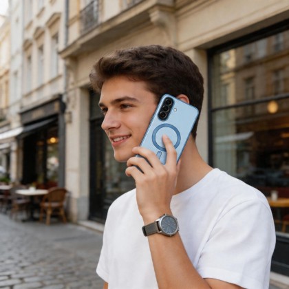 Твърд кейс с MagSafe и протектор за камерата на Samsung Galaxy A57 5G от Tech-Protect MagFlex - Sky Blue