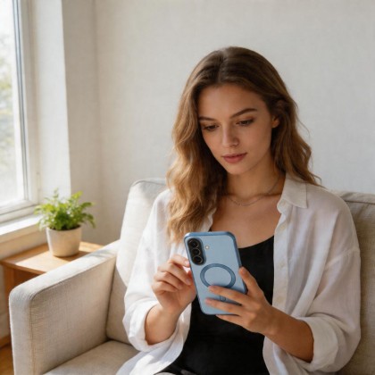 Твърд кейс с MagSafe и протектор за камерата на Samsung Galaxy A57 5G от Tech-Protect MagFlex - Sky Blue