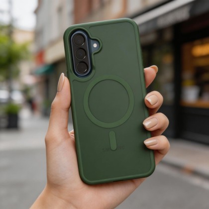 Твърд кейс с MagSafe пръстен за Samsung Galaxy A36 / A56 / A37 5G от Tech-Protect MagMat - Matte Green