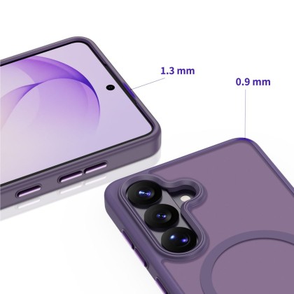 Твърд кейс с MagSafe пръстен за Samsung Galaxy S26 от Tech-Protect MagMat - Matte Cobalt Violet