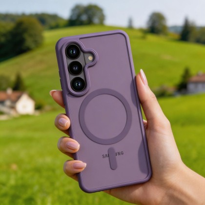 Твърд кейс с MagSafe пръстен за Samsung Galaxy S26 от Tech-Protect MagMat - Matte Cobalt Violet